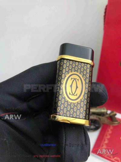 ARW 1:1 Replica Cartier Limited Editions Black Logo Jet lighter Black&Gold 